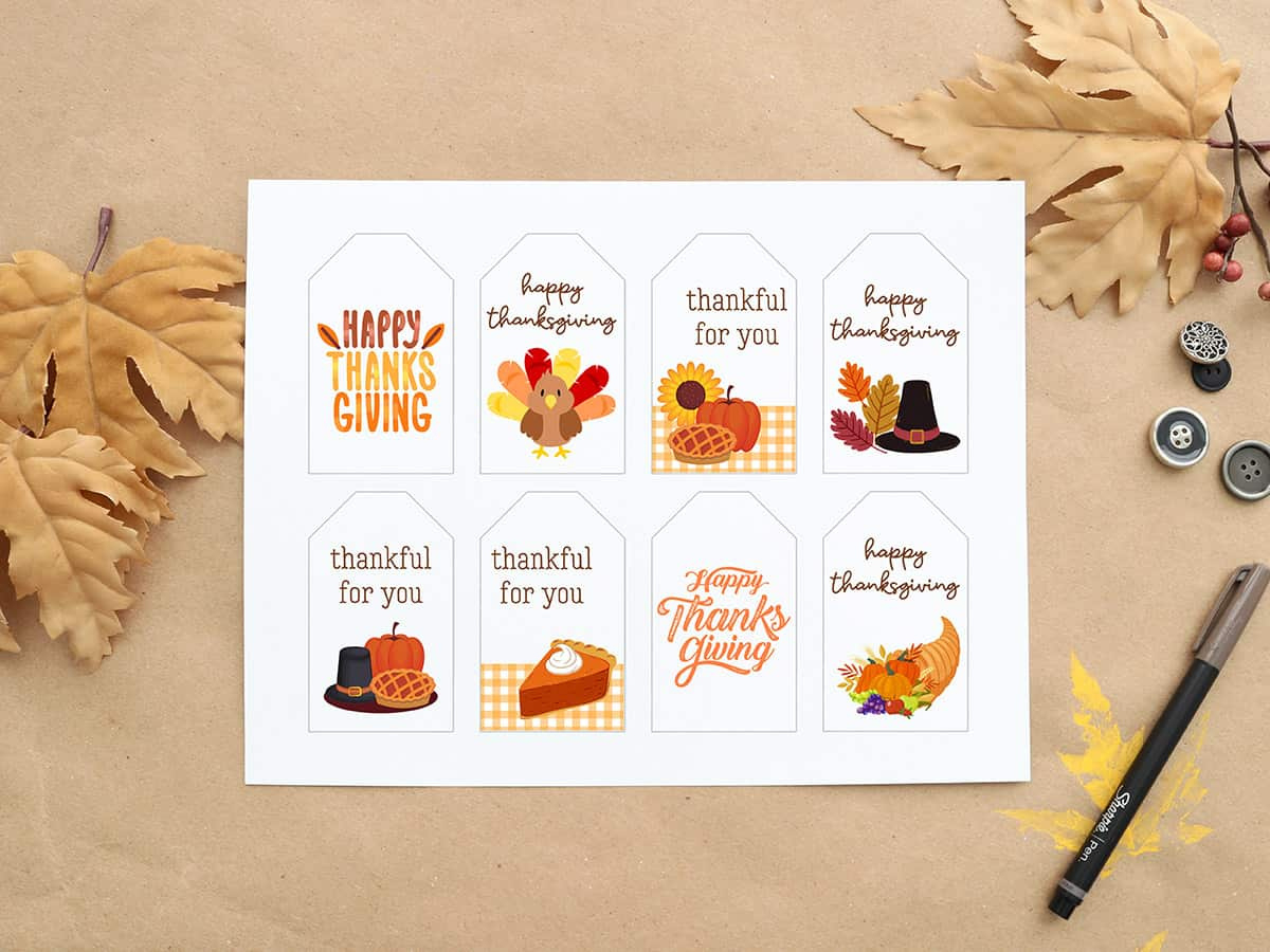 Happy Thanksgiving Gift Tags: 8 Free Printable Tags - Aubree Originals pertaining to Free Printable Thanksgiving Labels