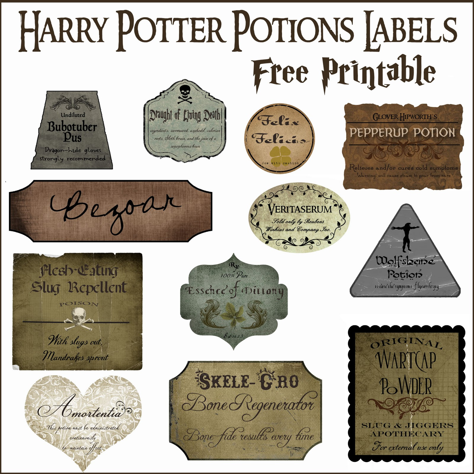 Harry Potter Birthday Parties - Printables - Papier Bonbon with Harry Potter Labels Printable Free