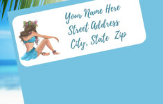 Hawaiian Tropical Girl Return Address Labels | Beach Girl Address with Printable Return Label Woman Within