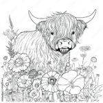 Highland Cow Coloring Pages For Adults Stock Vector | Adobe Stock For Free Printable Highland Cow Coloring Pages