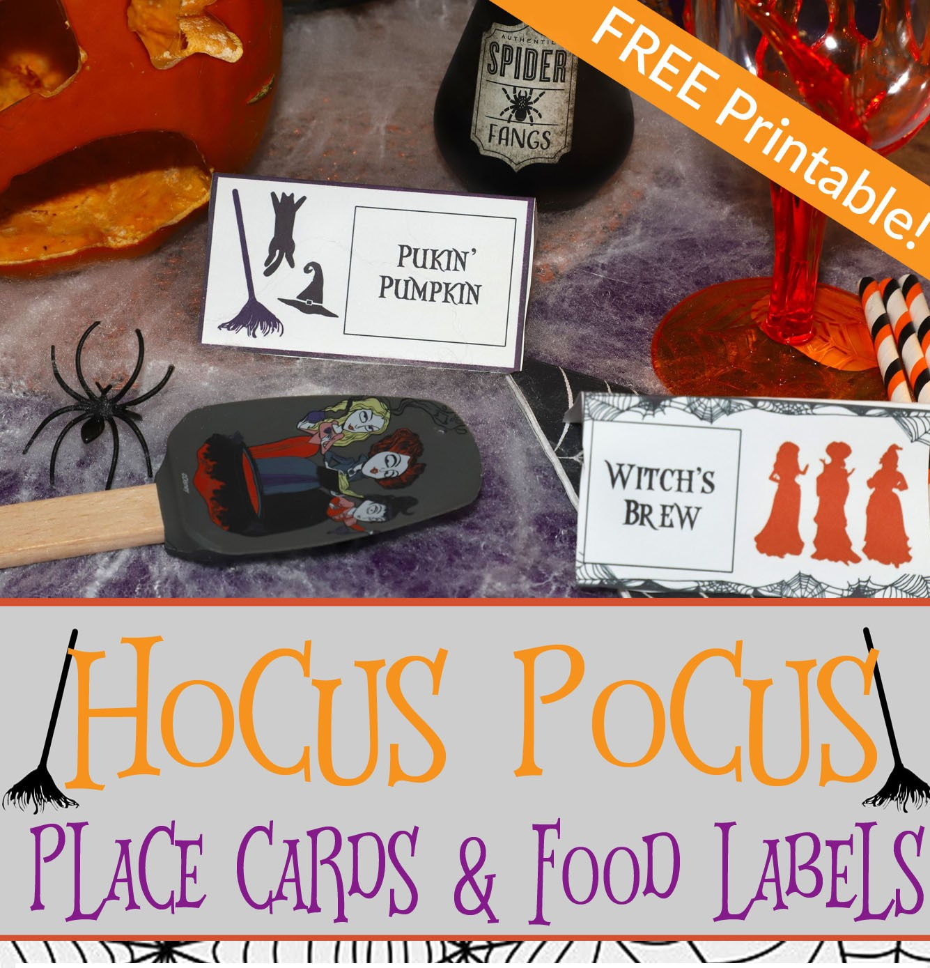 Hocus Pocus Party Place Cards And Food Labels | Free Printable with Halloween Food Labels Printable Free