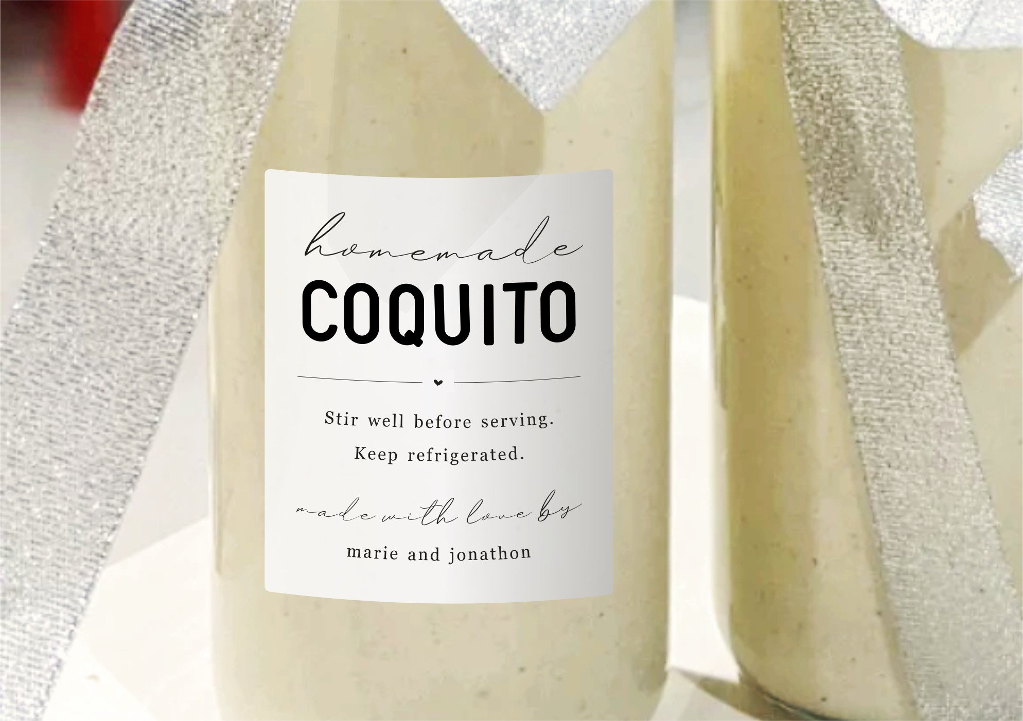 Homemade Coquito Label Template, Printable Puerto Rican Eggnog with Free Printable Coquito Labels