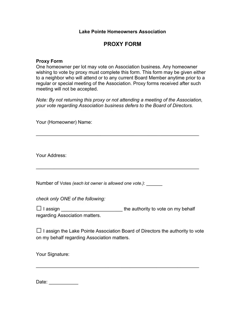 Homeowners Association Proxy ≡ Fill Out Printable Pdf Forms Online in Free Printable Hoa Proxy Form