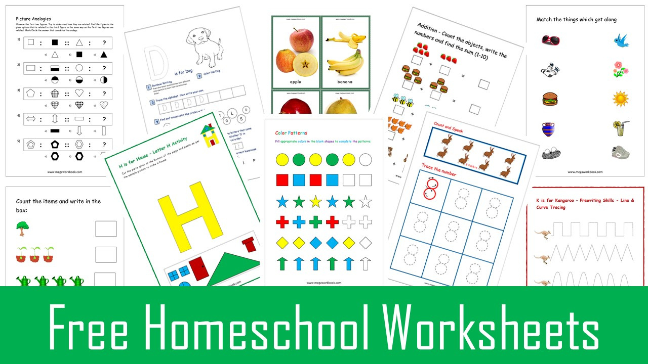 Homeschool Worksheets - Free Homeschool Worksheets - Kindergarten inside Free Printable Worksheets For Homeschooling