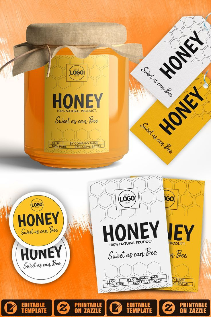 Honey Jar Logo Packaging Product Label Stickers Hang Tags Design in Honey Jar Labels Printable