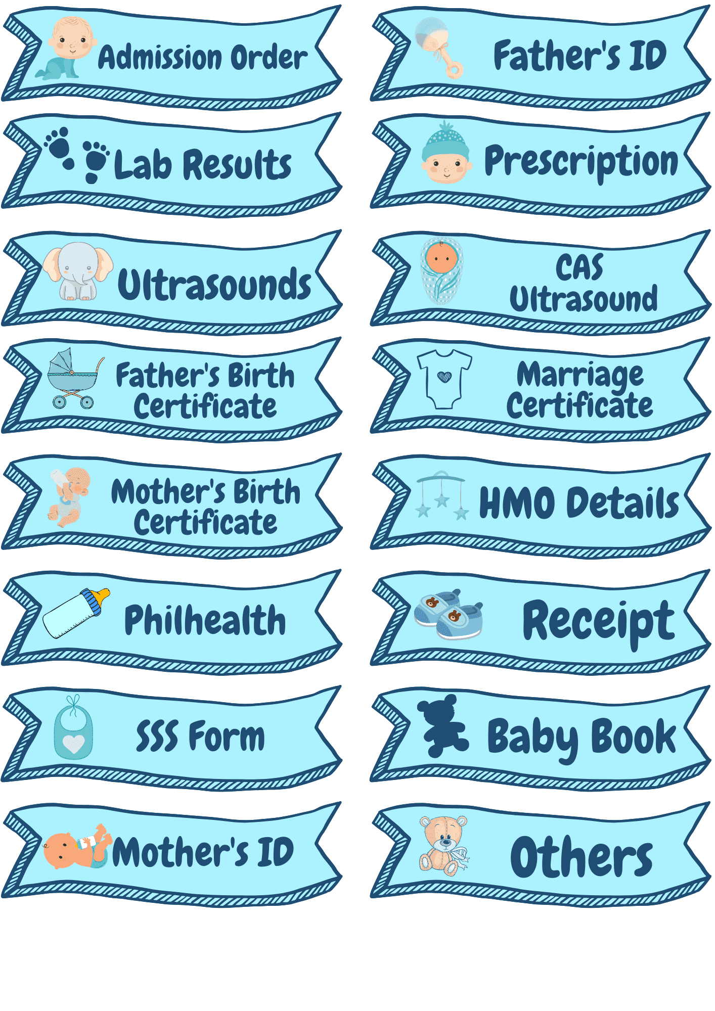 Hospital Bag Checklist | Editable Canva Template | Theme 1 Boy inside Printable Label For Baby Hospital Bag
