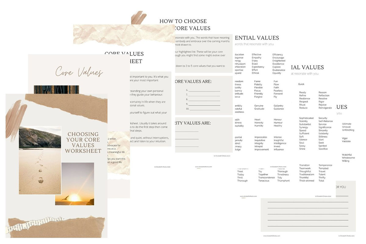 How To Choose Your Core Values | Free Printable Workbook To Download for Free Printable Core Values Worksheet