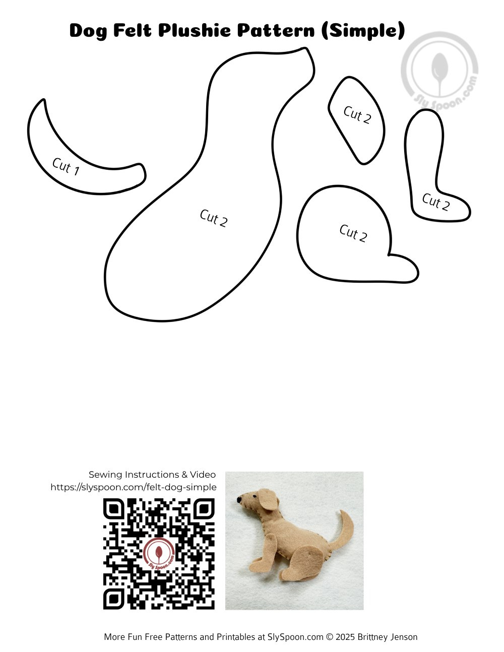How To Hand Sew A Simple Felt Puppy Dog - Free Printable Pattern in Free Printable Dog Sewing Patterns