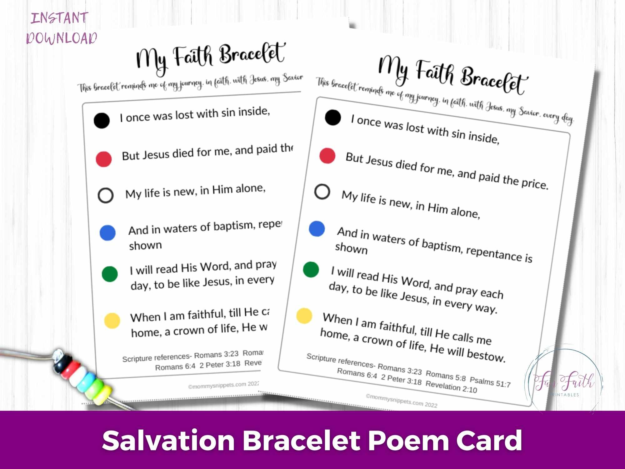 How To Make Faith Bracelets (+ A Salvation Bracelet Printable) intended for Free Printable Salvation Bracelet Cards