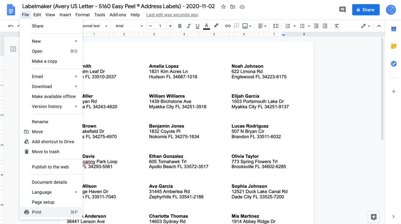 How To Print Labels For A Mailing List In Google Sheets? pertaining to How to Make Printable Address Labels