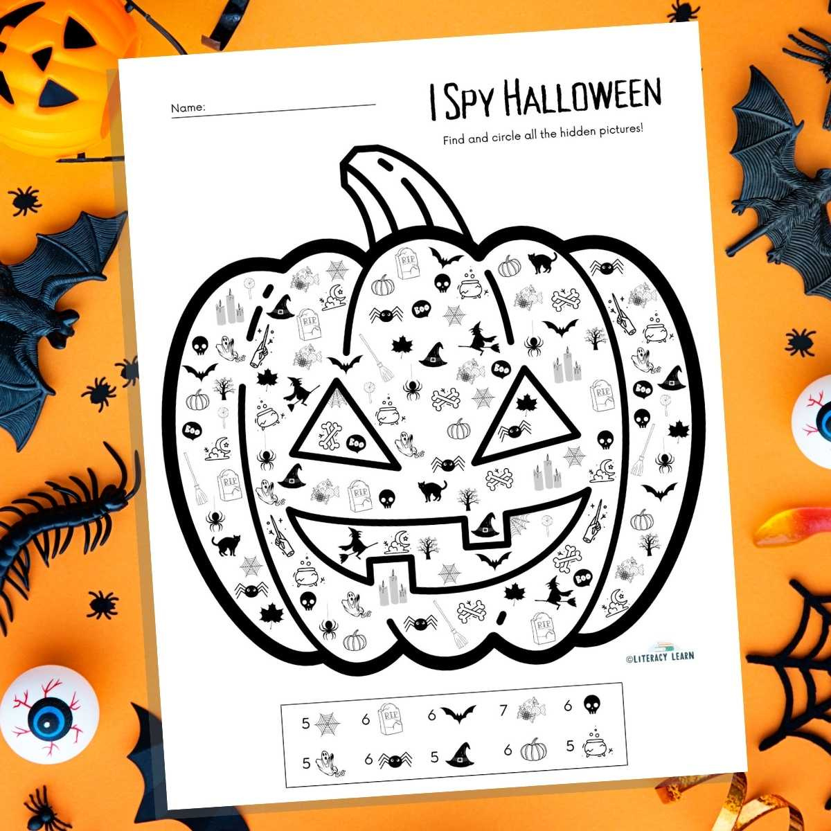 I Spy Halloween Activity Sheet - Free Printable! - Literacy Learn within Free Printable Halloween Activity Sheets