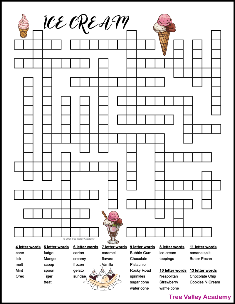 Ice Cream Fill In Puzzle - Tree Valley Academy regarding Free Printable Word Fill Ins