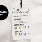 I'M Handmade   Printable Care Tags Labels Pdf Only Inside Printable Label Handmade