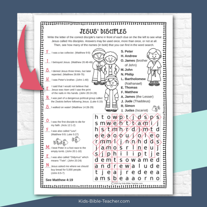 Free Printable 12 Disciples Worksheet