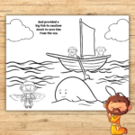 Jonah And The Big Fish Coloring Page (Free Printable)   Simply Regarding Free Printable Jonah And The Whale Coloring Pages