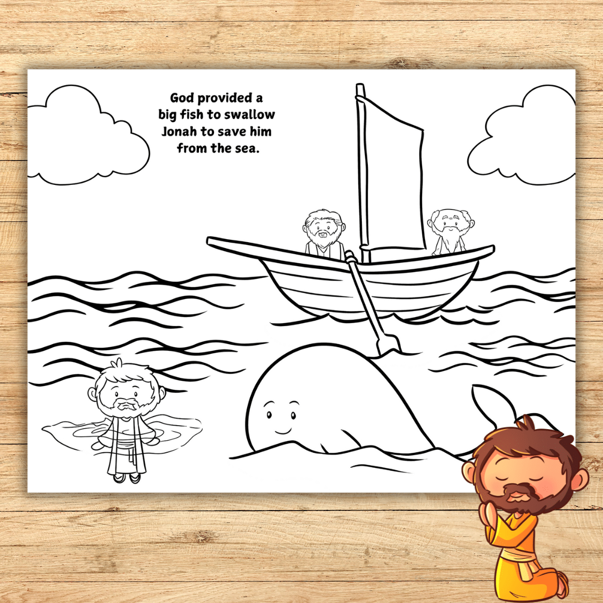 Jonah And The Big Fish Coloring Page (Free Printable) - Simply regarding Free Printable Jonah and The Whale Coloring Pages