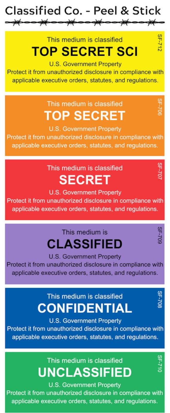 Klassifizierte Etiketten - Us Regierung - Etsy.de within Sf 710 Unclassified Label Printable