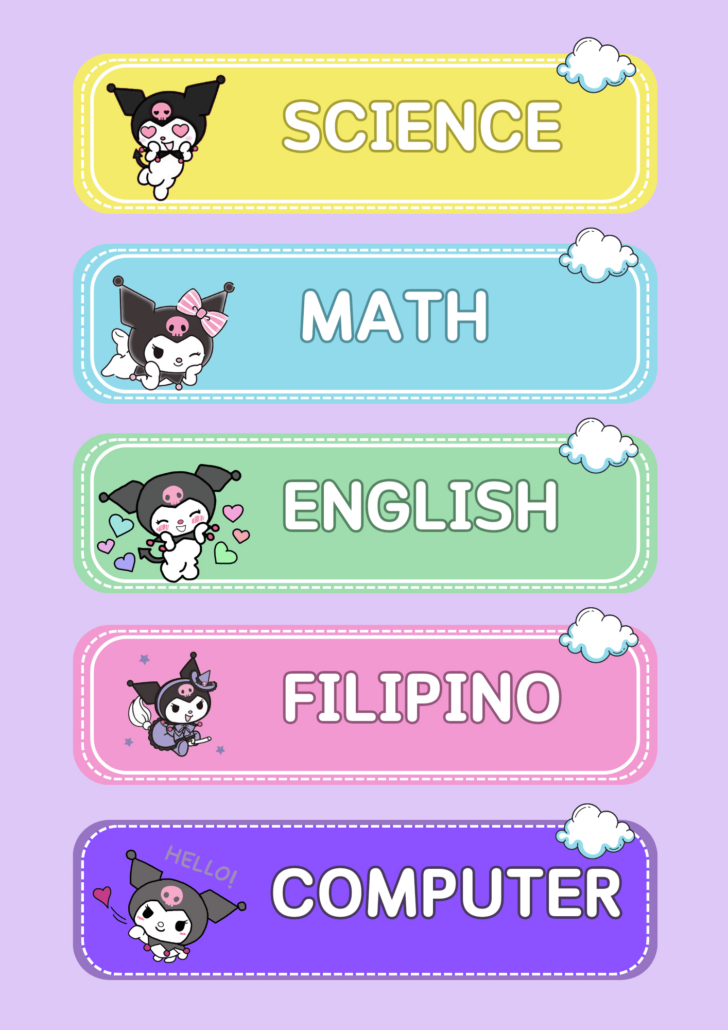 Kuromi Subject Label Printable