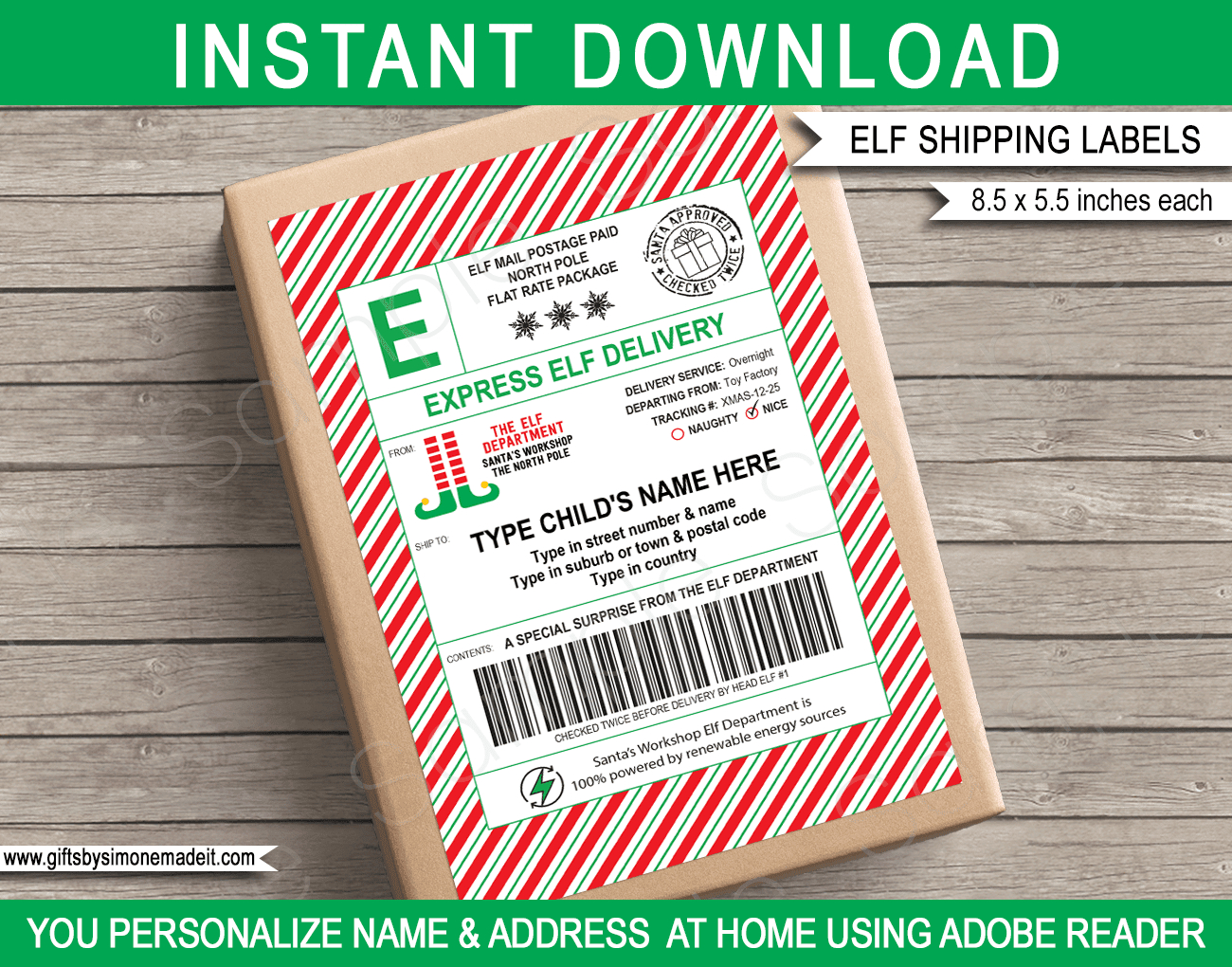 Large Elf Mail Shipping Labels - Usps Style intended for Free Printable Elf On The Shelf Shipping Label