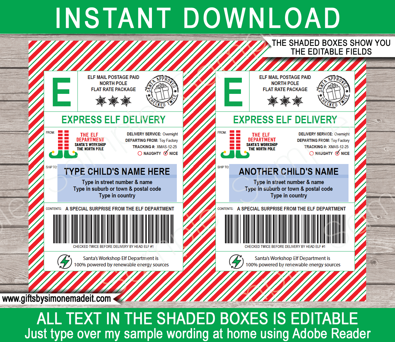 Large Elf Mail Shipping Labels - Usps Style within Fake Shipping Label From North Pole Printable