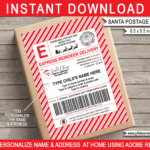 Large Santa Mail Shipping Labels   Usps Style Inside Free Printable North Pole Shipping Shipping Label From Santa