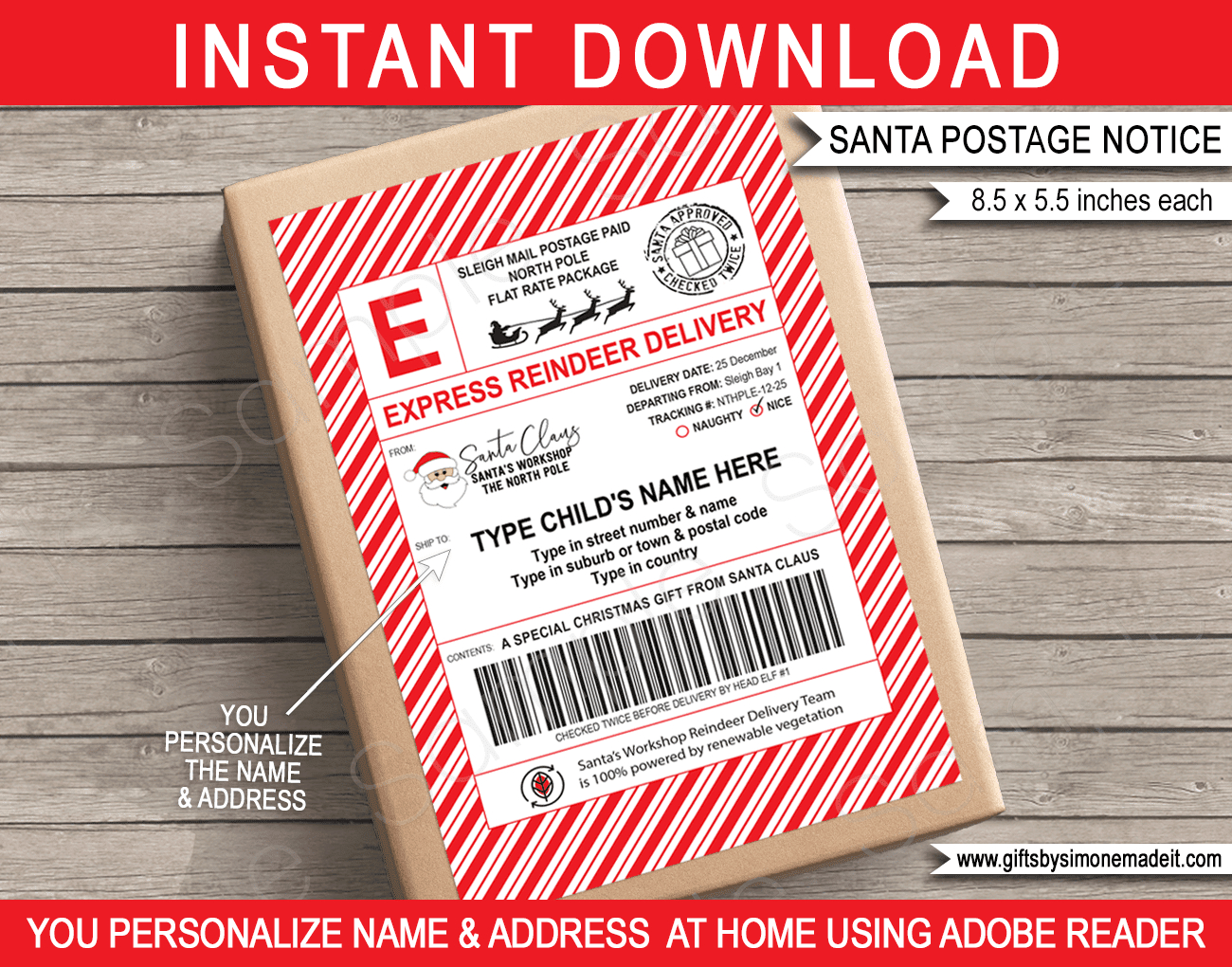 Large Santa Mail Shipping Labels - Usps Style inside Free Printable North Pole Shipping Shipping Label From Santa