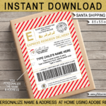 Large Santa Mail Shipping Labels (Usps Style)   Red & Gold Within Free Printable Santa Shipping Label