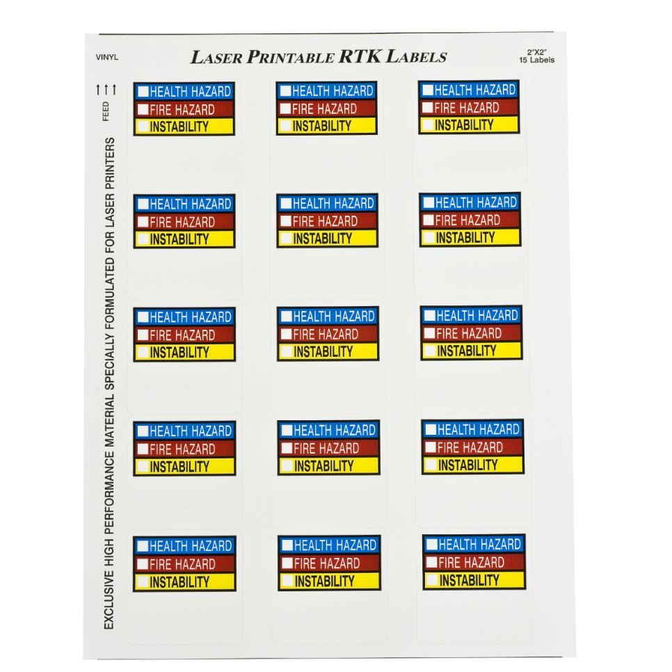 Laser Printable Vinyl Right-To-Know Label Blanks in Laser Printable Vinyl Labels