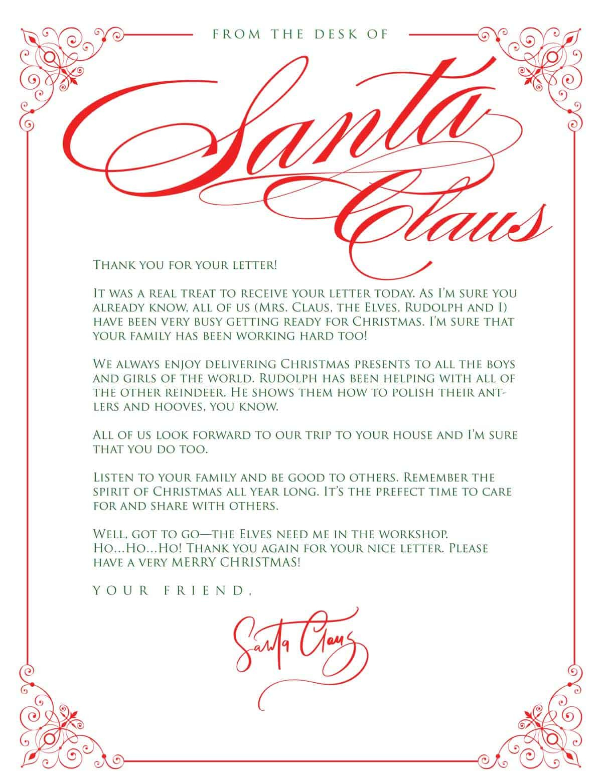 Letter From Santa Free Printable {Editable} | Skip To My Lou regarding Free Printable From Santa Letter