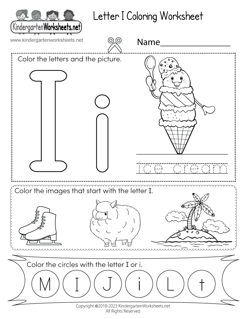 Letter I Coloring Worksheet - Free Printable, Digital, &amp;amp; Pdf inside Free Printable Alphabet Worksheets For Kindergarten