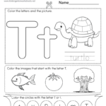Letter T Coloring Worksheet   Free Printable, Digital, & Pdf Regarding Free Printable Alphabet Worksheets For Kindergarten