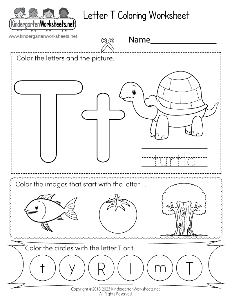 Letter T Coloring Worksheet - Free Printable, Digital, &amp;amp; Pdf regarding Free Printable Alphabet Worksheets For Kindergarten