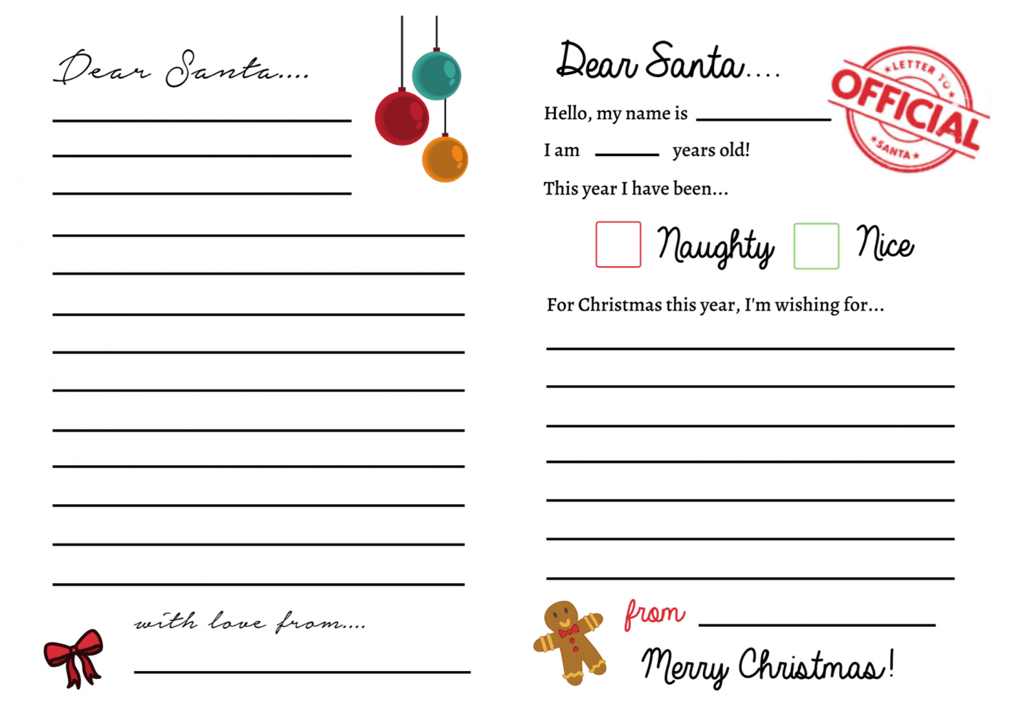 Letters To Santa Templates {Free Printables} - Super Busy Mum intended for Free Printable Santa Letter Templates