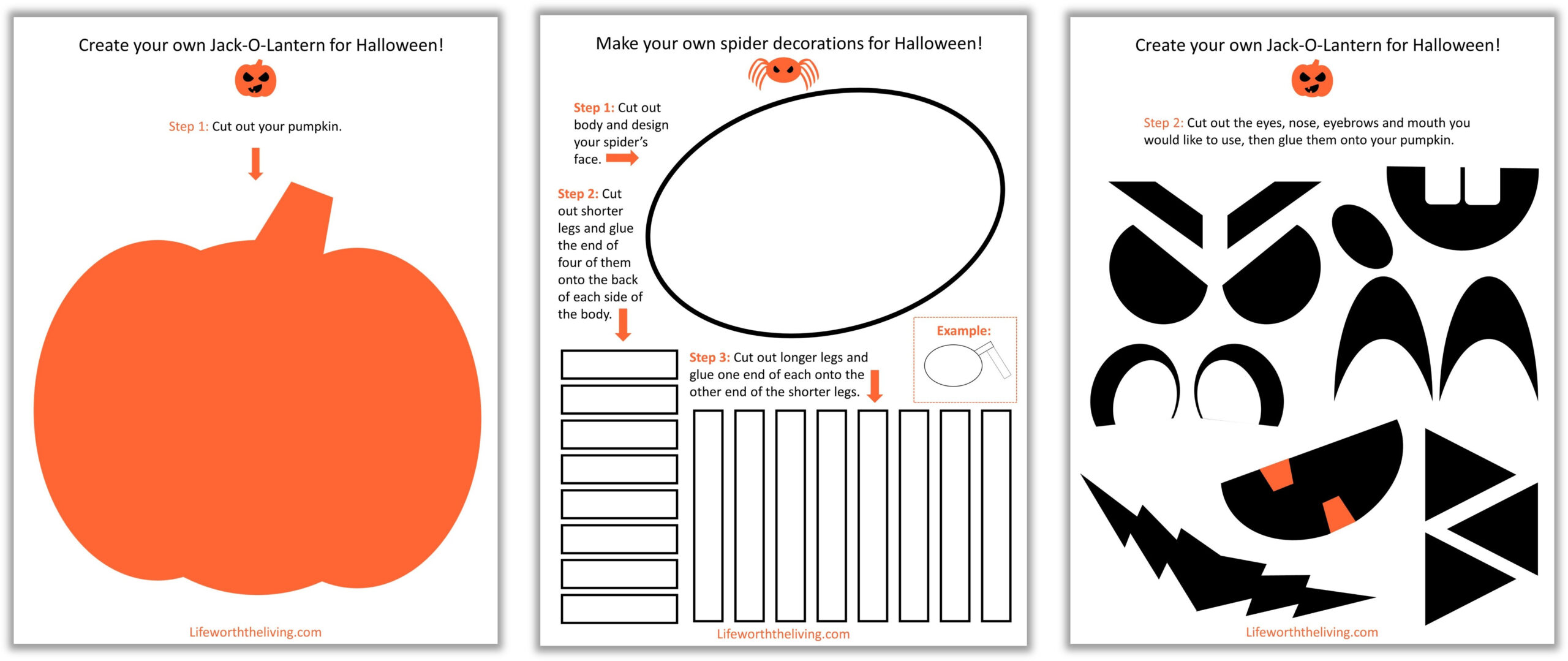 Life Worth The Living Blog with Free Printable Halloween Paper Crafts Templates