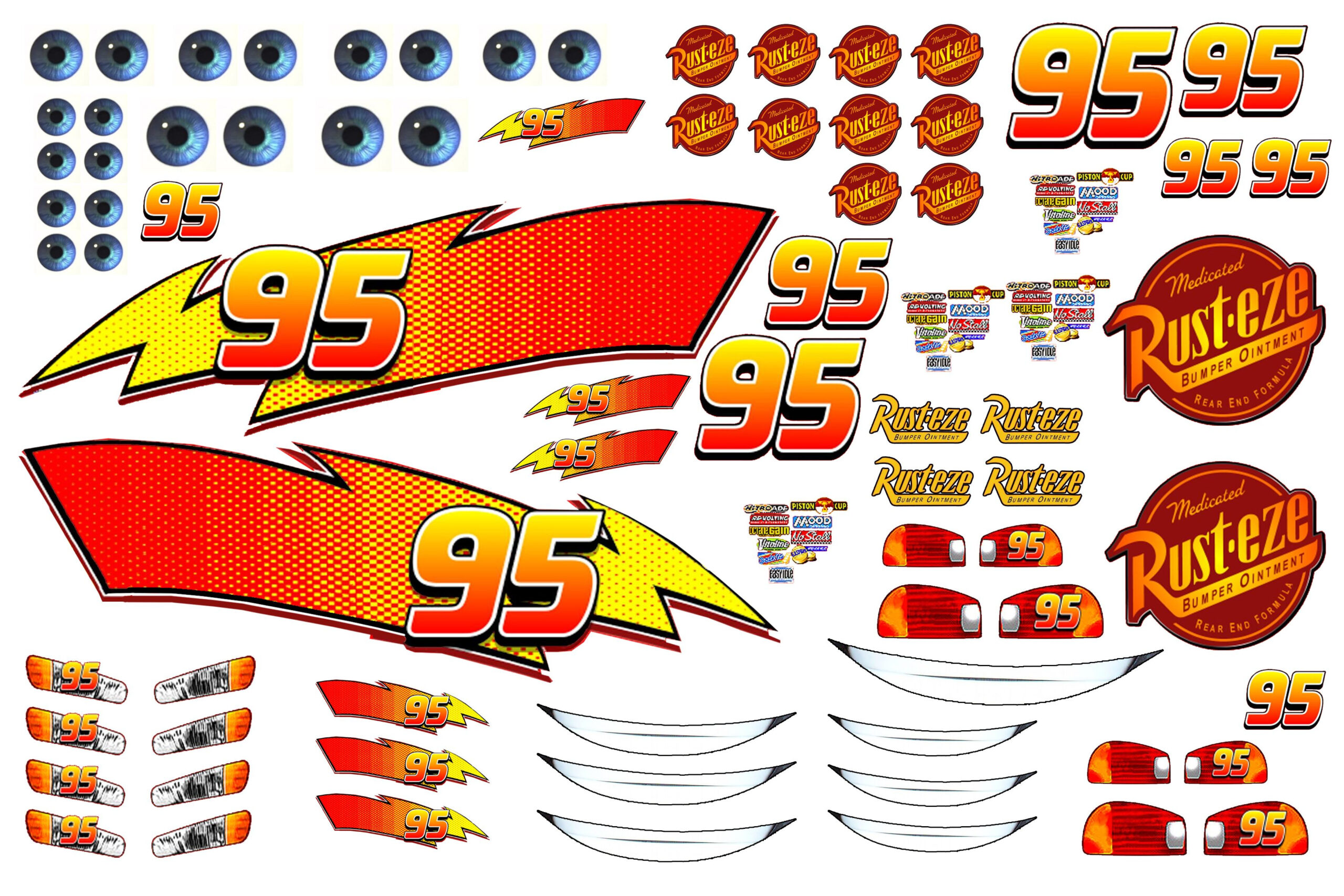 Lightning Mcqueen Body / Decals throughout Free Printable Lightning Mcqueen Decals