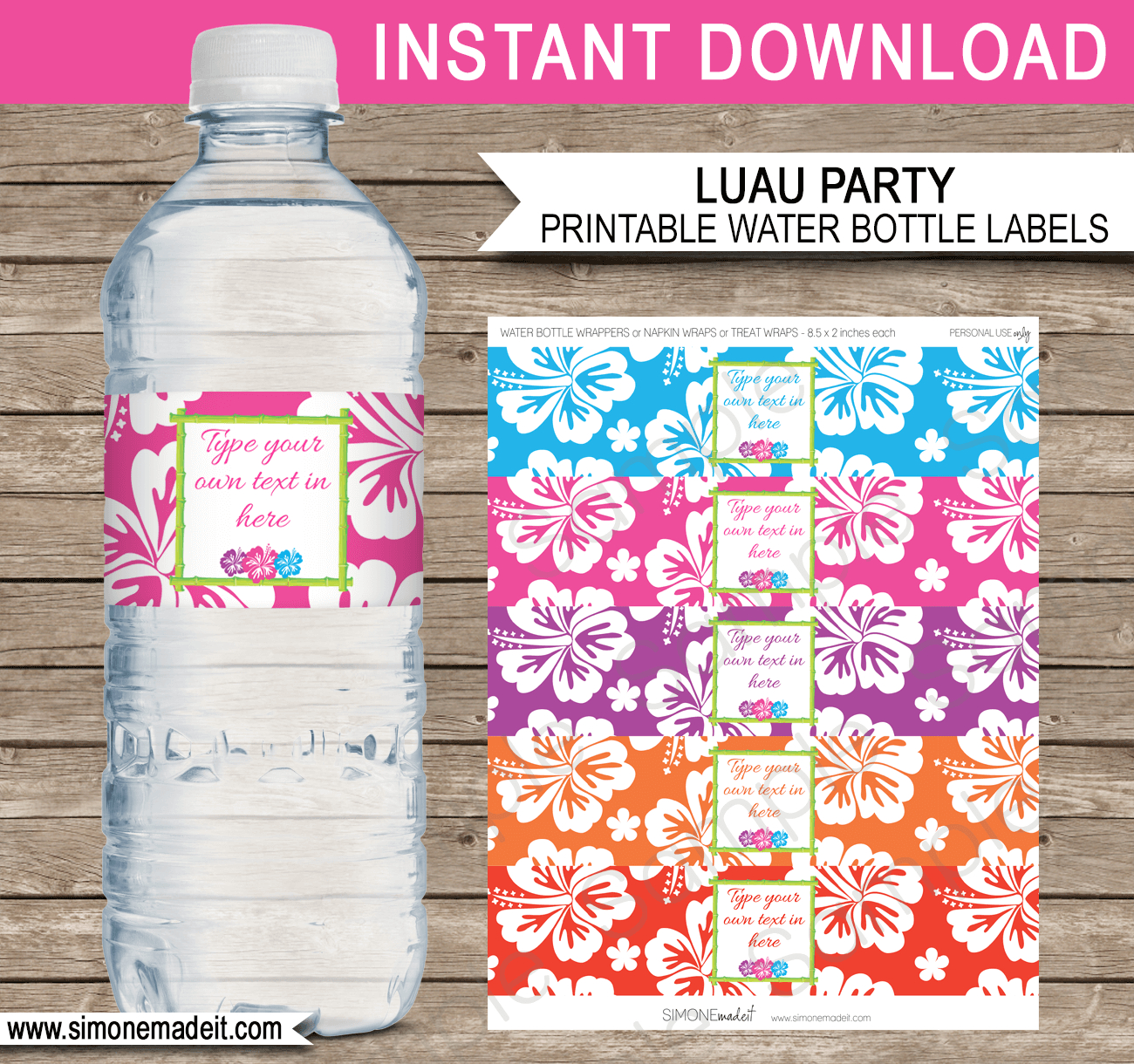 Luau Party Water Bottle Labels Template regarding Printable Water Bottles Labels