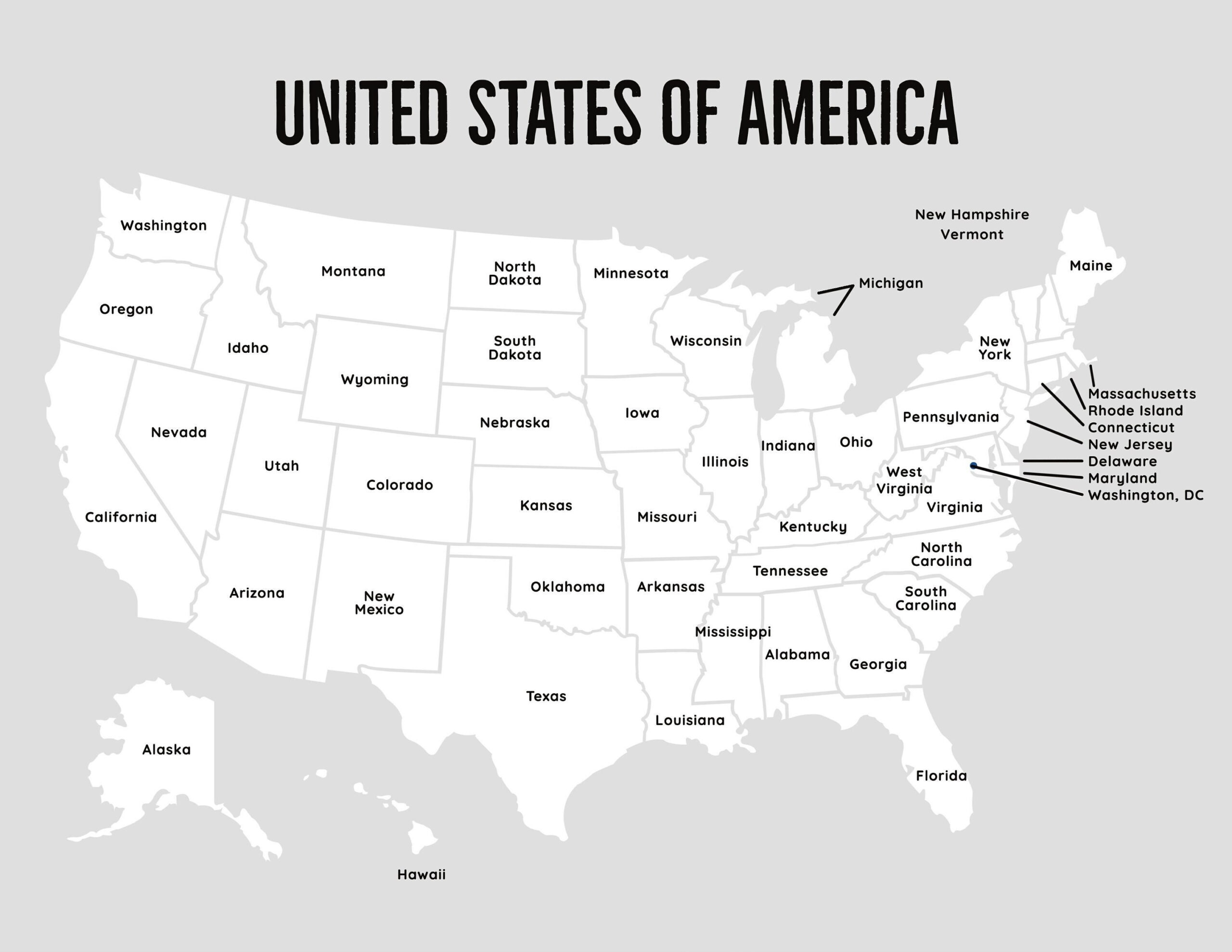 Map Of Usa Map With States, Black And White Usa Map With 50 States with Printable Us Map With States Labeled
