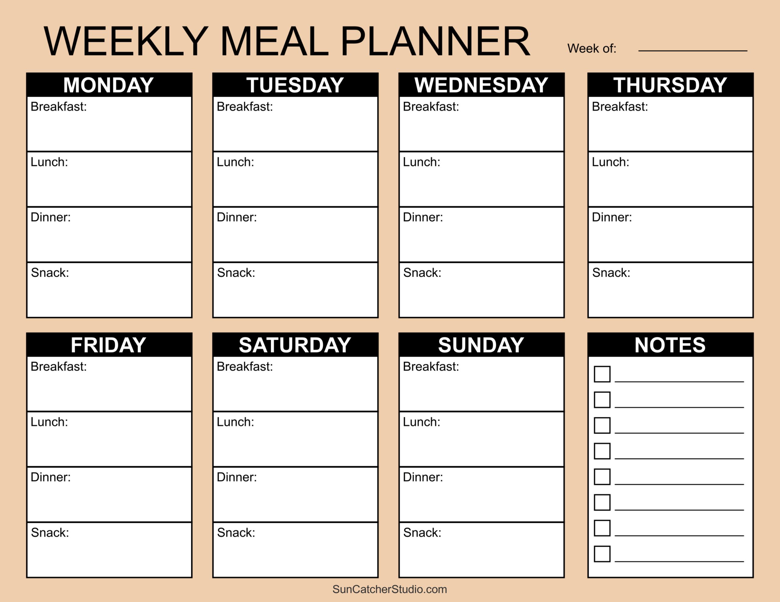 Meal Planners: Printable Weekly Menu Templates (Pdf) – Free with regard to Free Printable Weekly Menu Planner