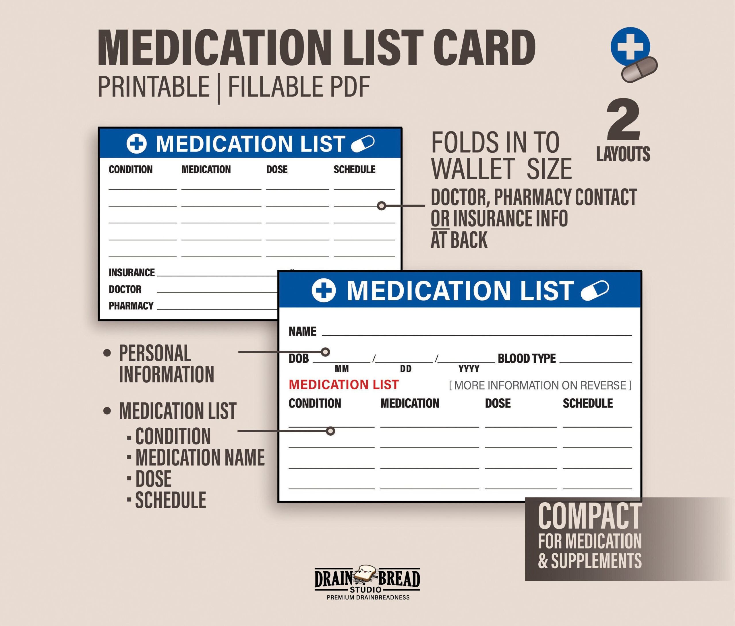 Medication List Card With Medication List Wallet Card Fill And for Free Printable Medication Wallet Card