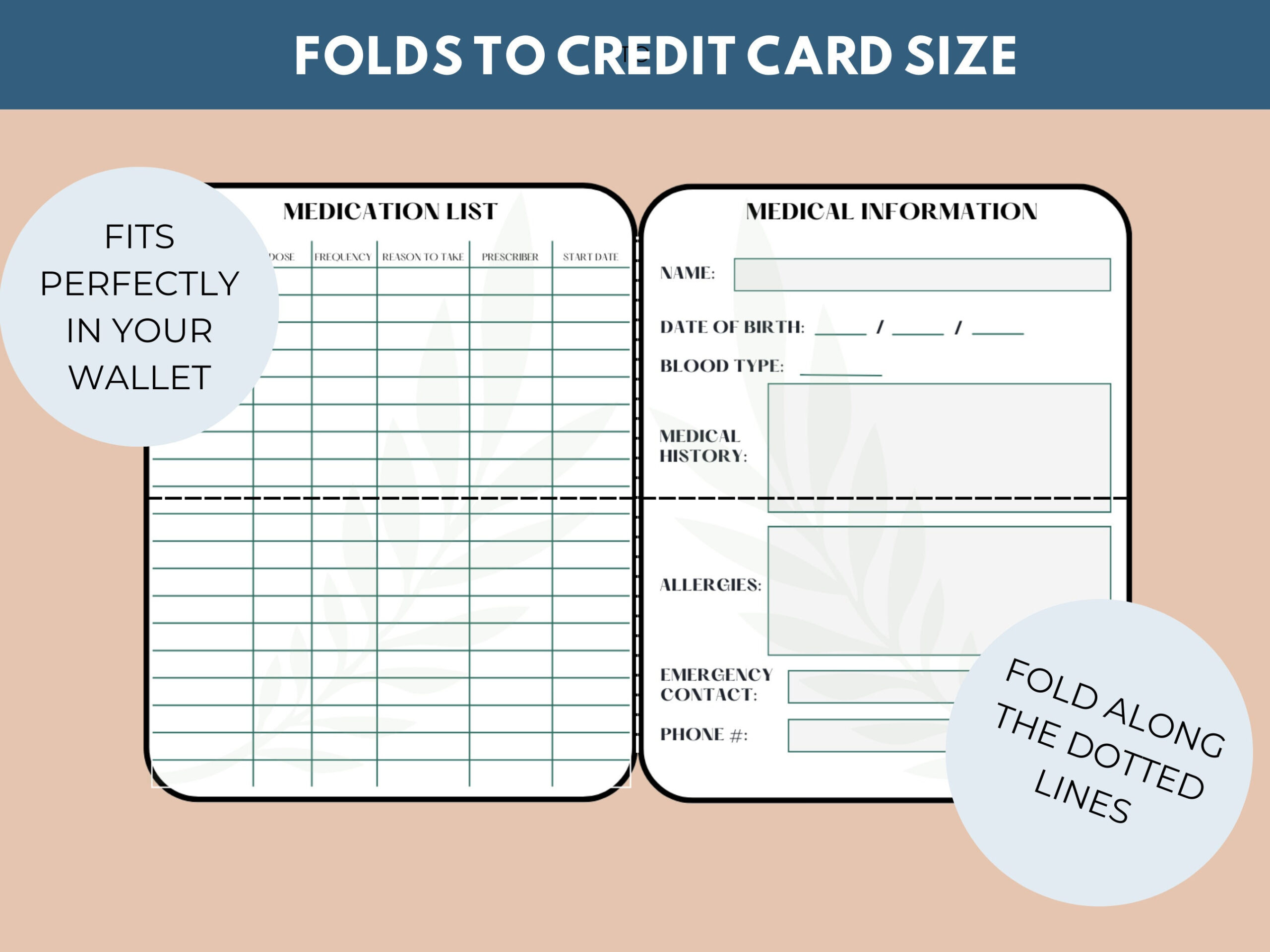 Medication List Wallet Card With Emergency Contact And Medical inside Free Printable Medication Wallet Card