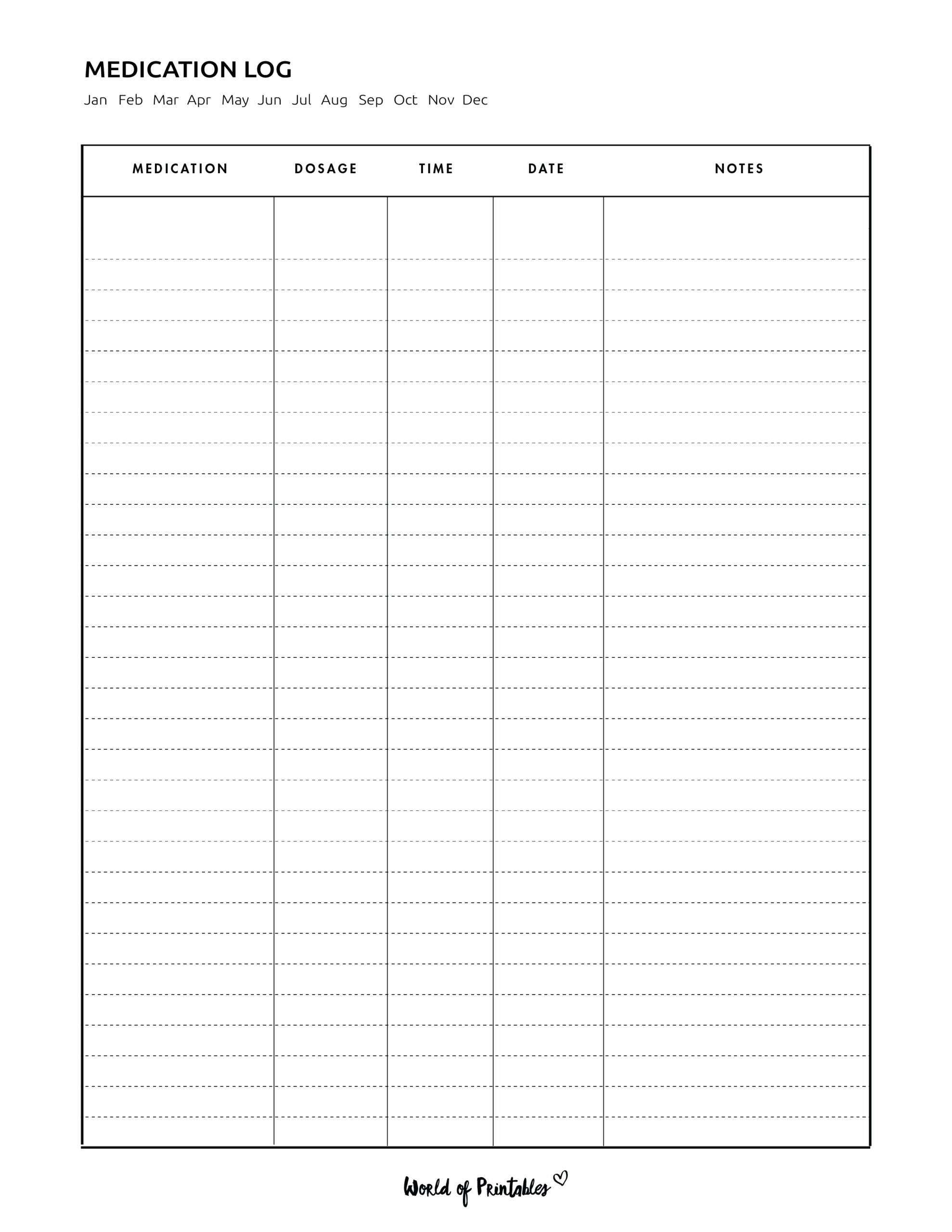 Medication Log - 8 Of The Best Templates - World Of Printables pertaining to Free Printable Medication Log Sheet