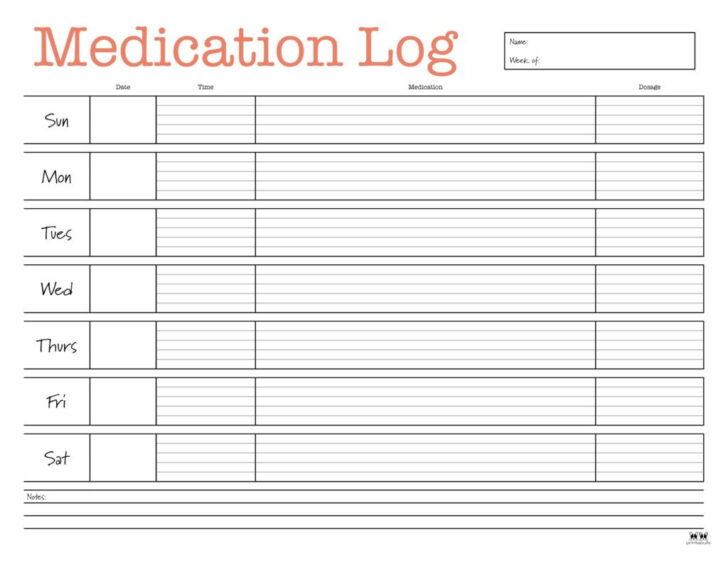 Free Printable Medication Log Sheet
