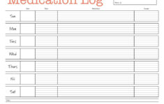 Medication Logs - 25 Free Printables | Printabulls within Free Printable Home Use Daily Medication Chart