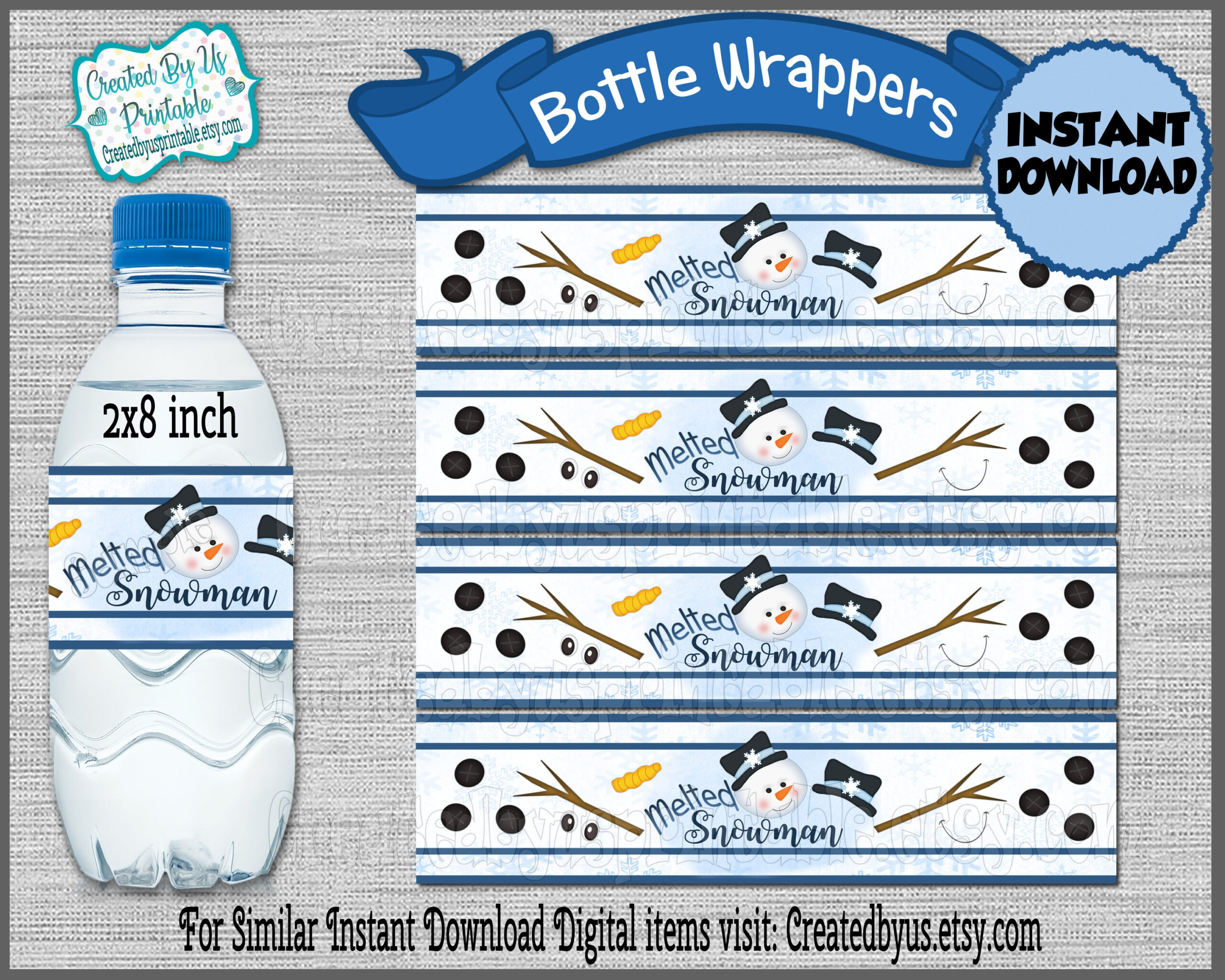 Melted Snowman Water Bottle Wrappers Christmas Party Favors intended for Melted Snowman Water Bottle Labels Free Printable