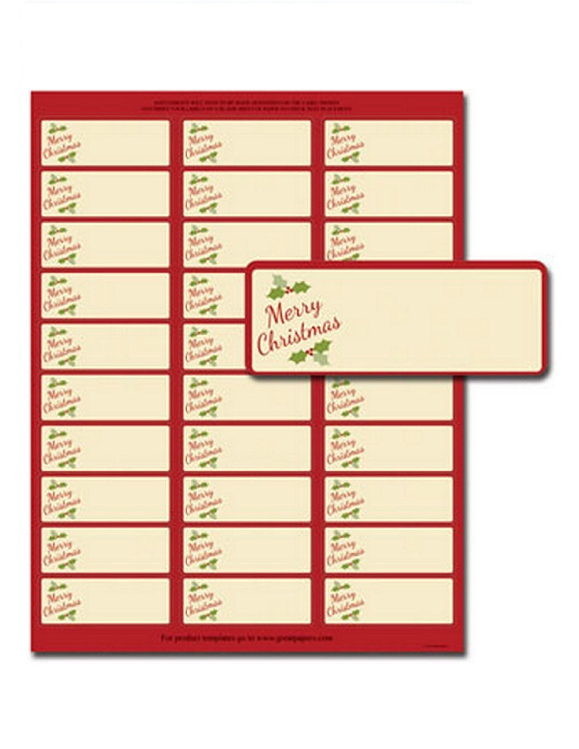 Merry Christmas 30-Up Address Labels - 5 Sheets/150 Labels Total regarding Printable Christmas Address Labels