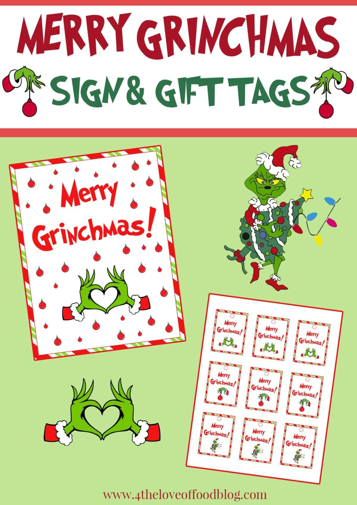 Merry Grinchmas Printable Gift Tags And Sign! - For The Love Of Food throughout Free Printable Grinch Labels