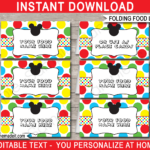 Mickey Mouse Party Food Labels Template Intended For Printable Food Labels For Party
