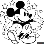 Mickey Mouse Surroundedstars Coloring Page | Easy Drawing Guides Intended For Free Printable Coloring Sheet Mickey Mouse Coloring Pages
