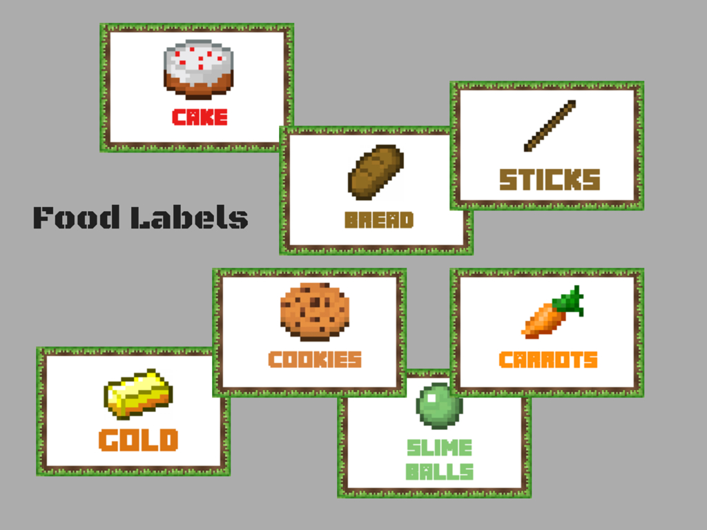Minecraft Food Labels - Magical Printable with regard to Free Printable Printable Minecraft Food Labels