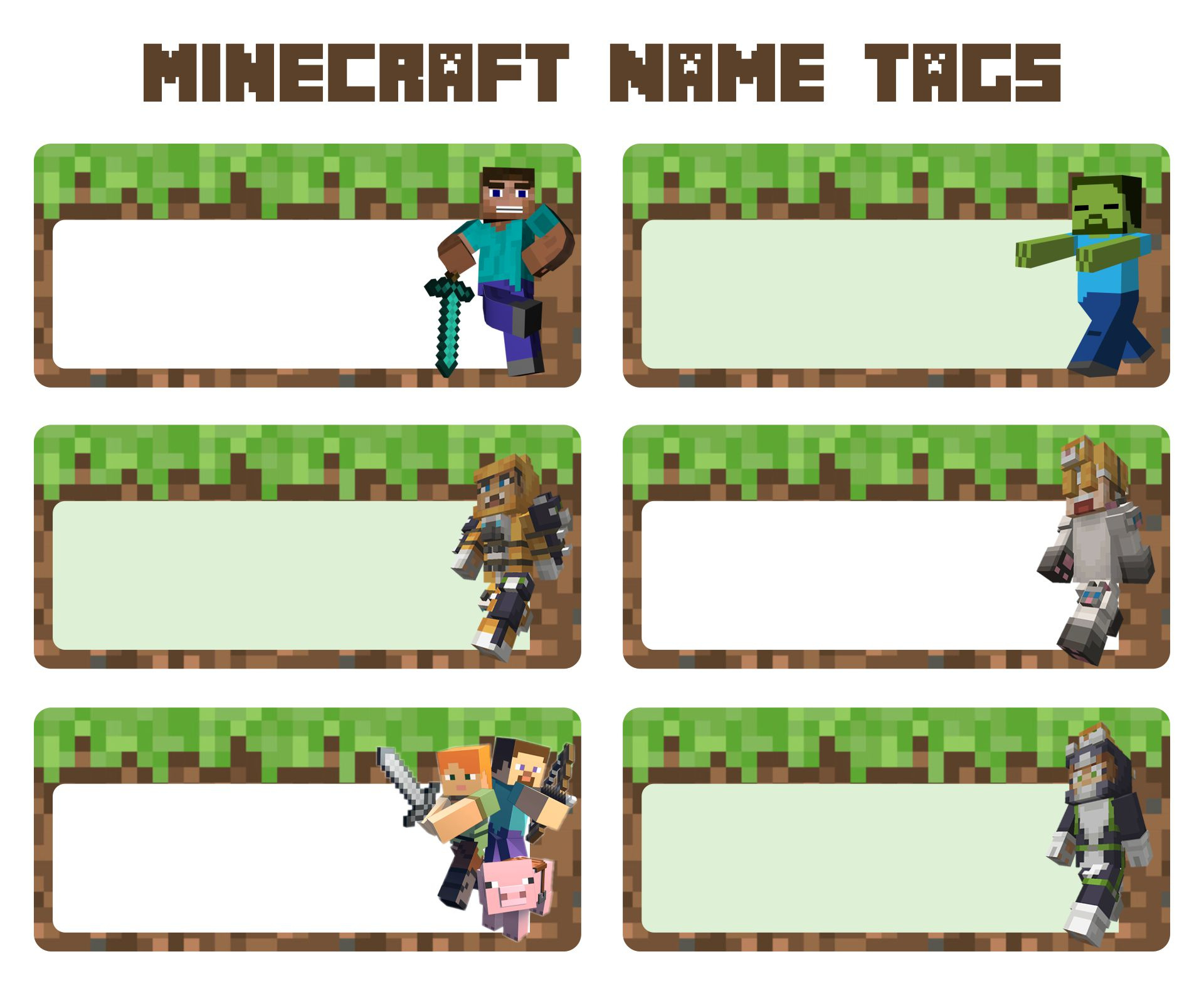 Minecraft Name Tag Template within Printable Minecraft Name Labels